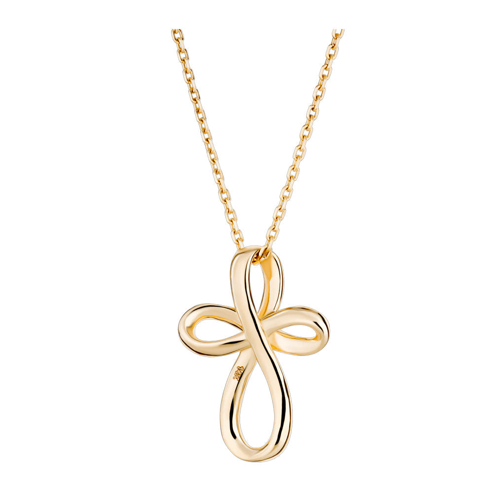 14K Gold “Be Still and Know” Cross Necklace