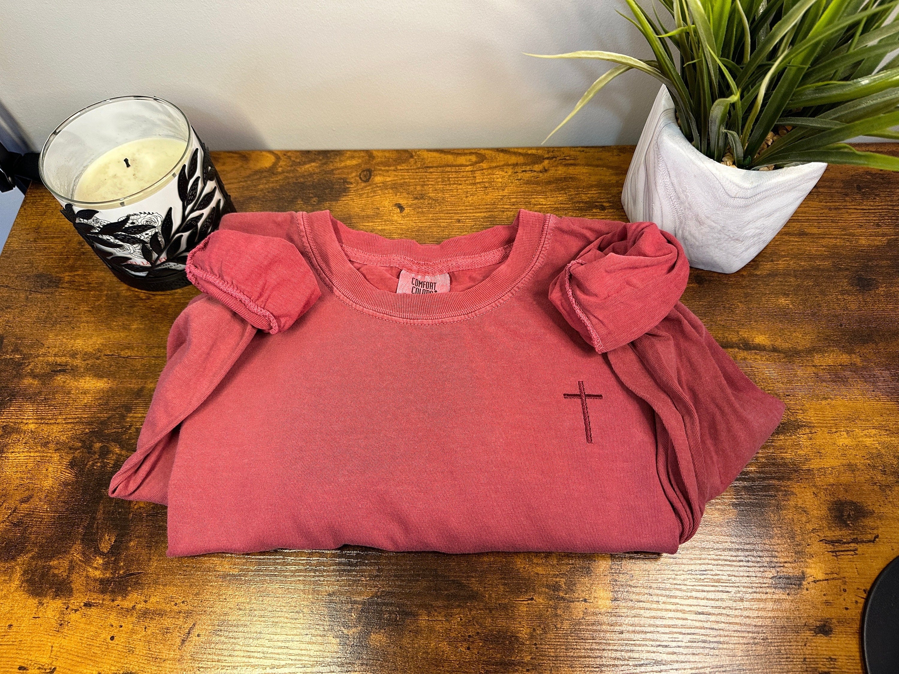 Cross Embroidered Long Sleeve Shirt