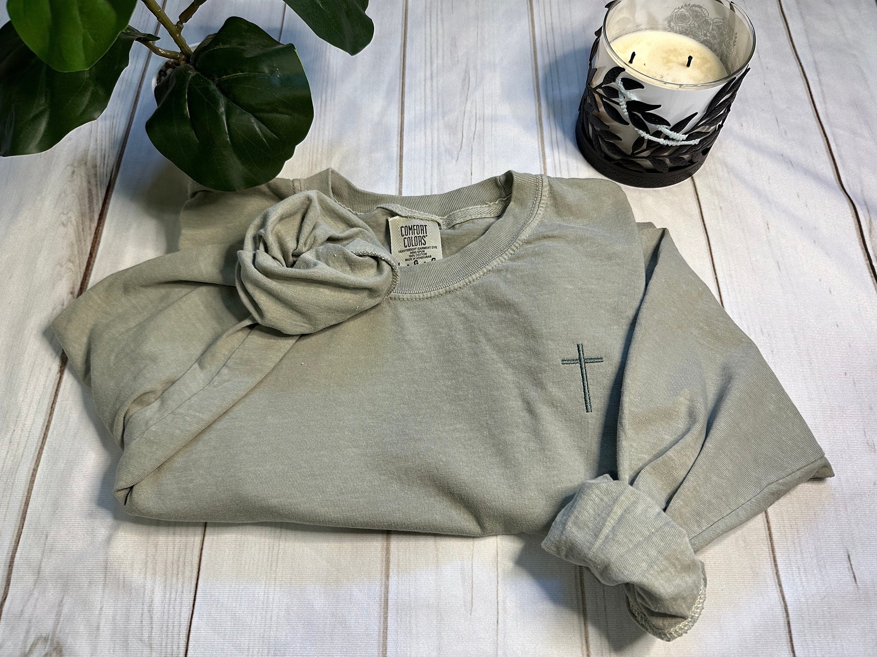 Cross Embroidered Long Sleeve Shirt