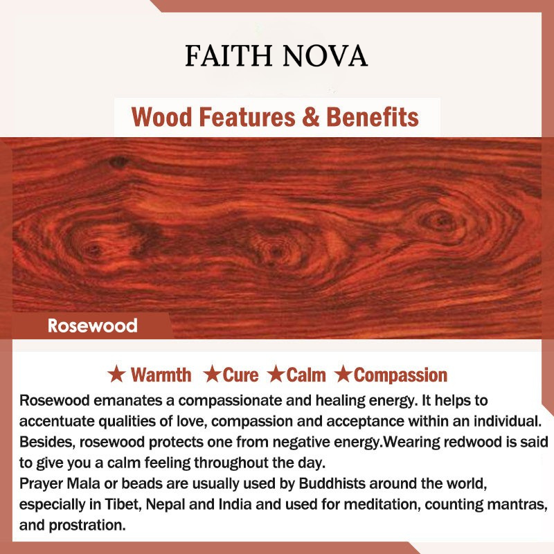 Faith Nova Tibetan Rosewood Lotus Mala Protection Calm Necklace Bracelet