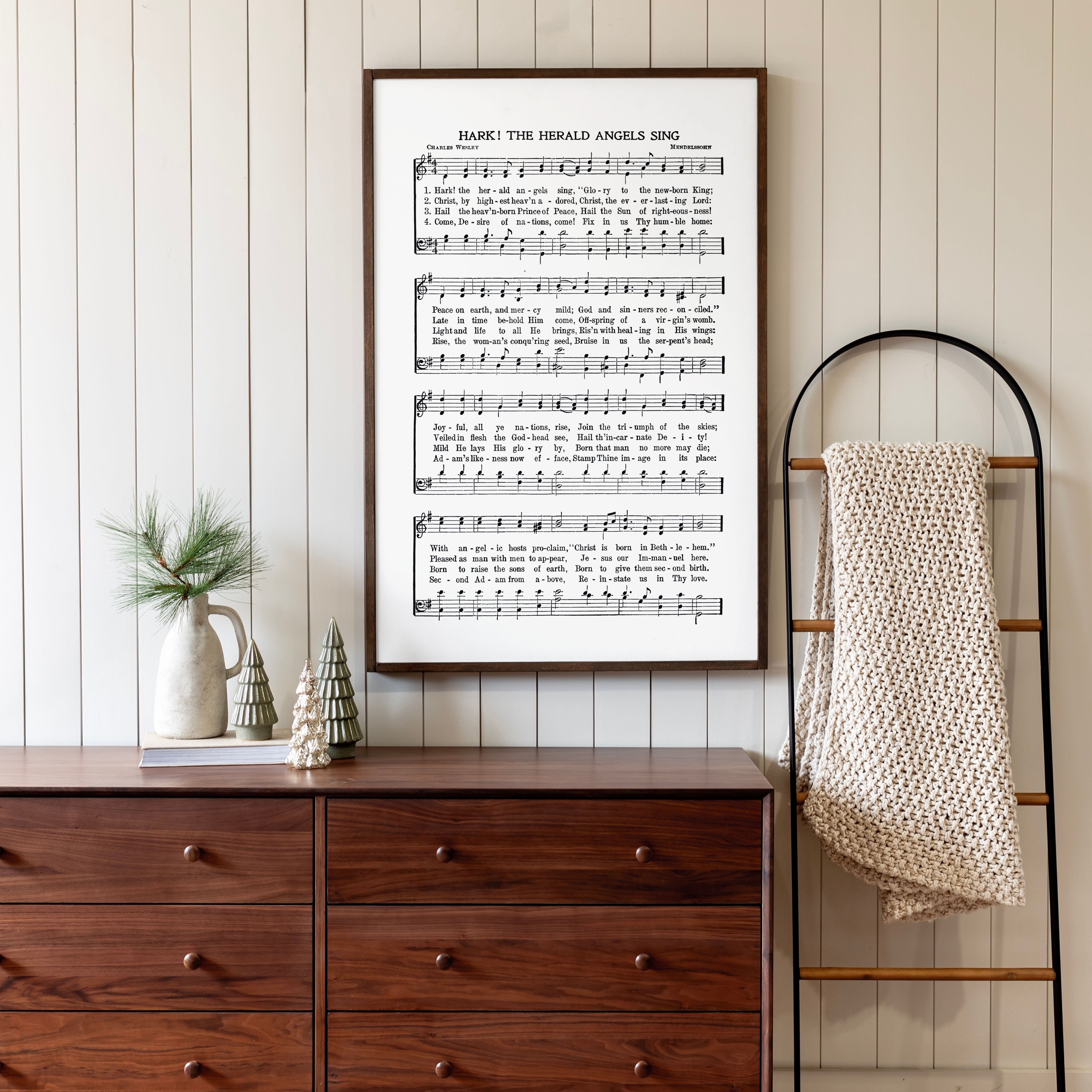 Hark The Herald Angels Sing Hymn | Framed Wooden Art