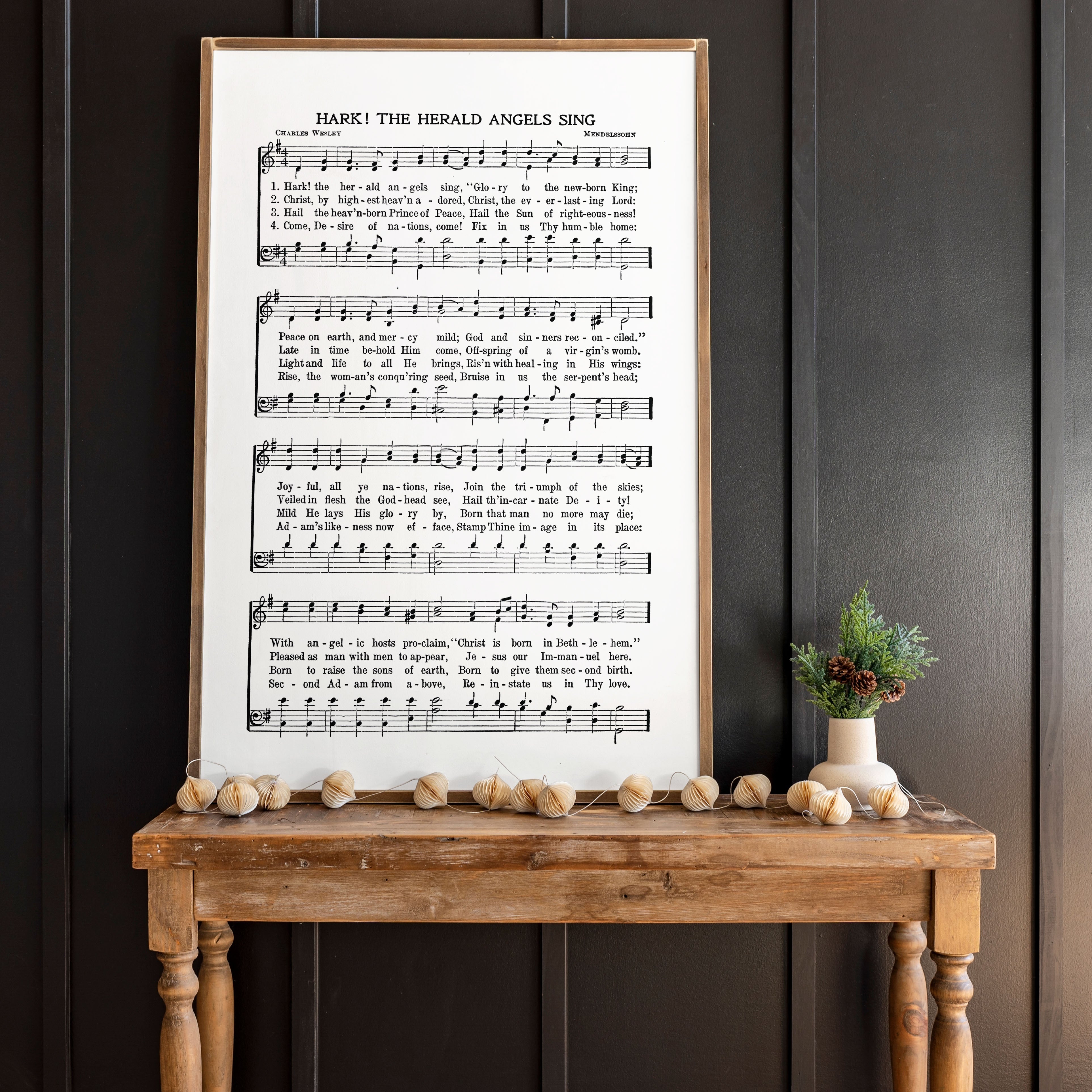 Hark The Herald Angels Sing Hymn | Framed Wooden Art