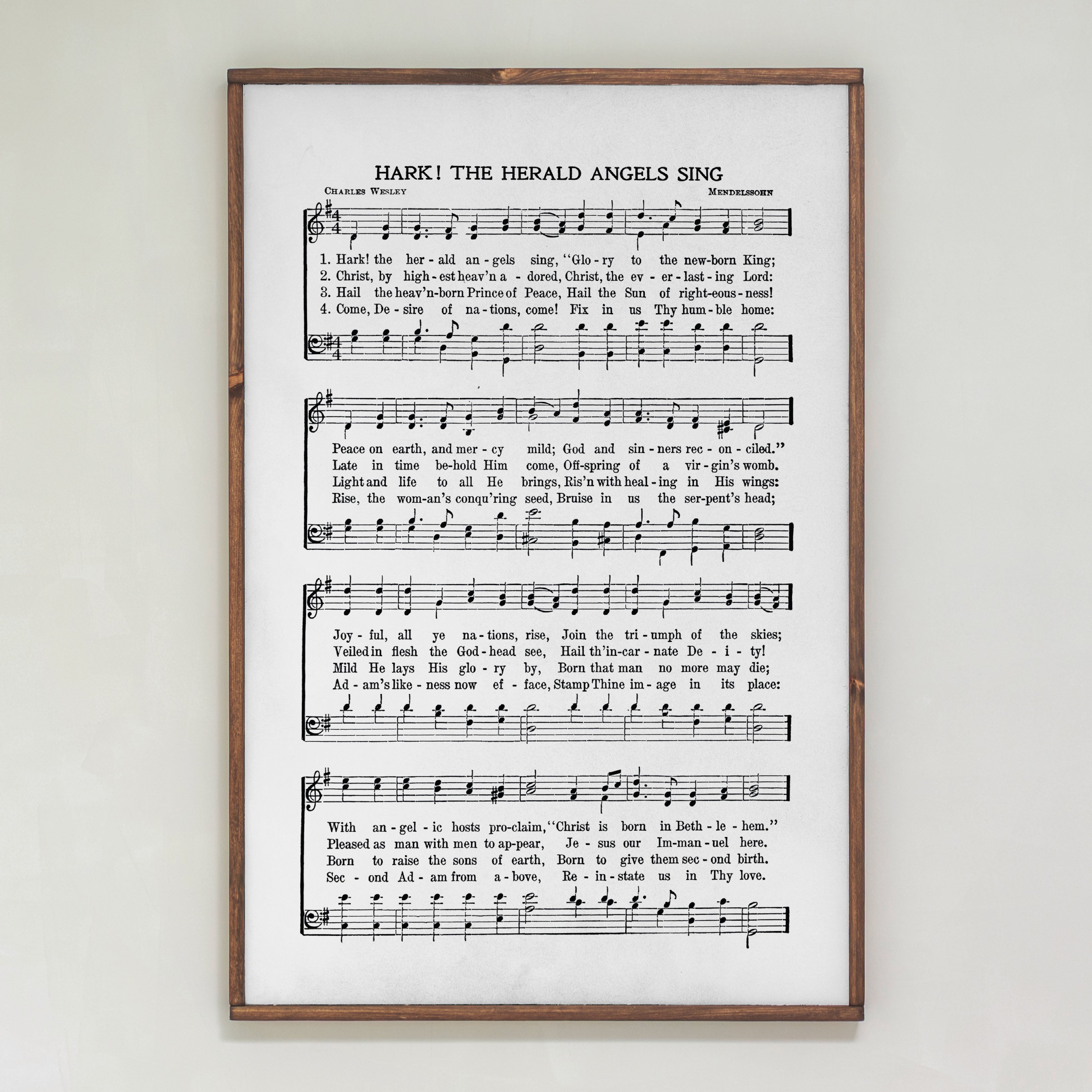 Hark The Herald Angels Sing Hymn | Framed Wooden Art