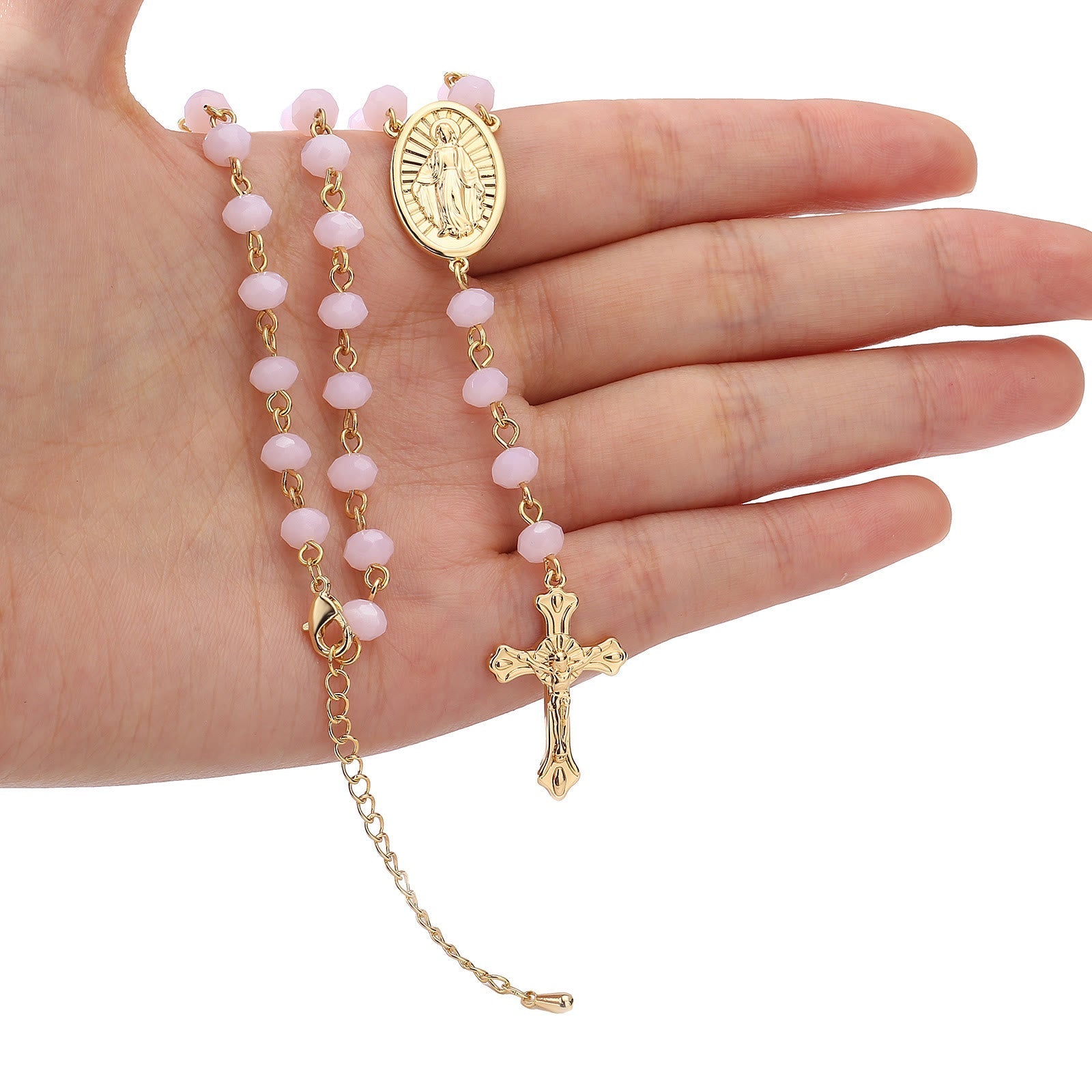 Virgin Mary Medal & Crucifix Pendant Necklace