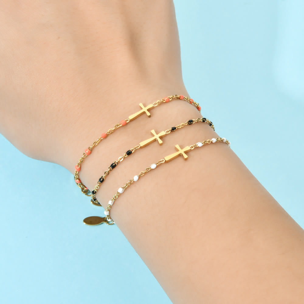 Delicate Minimalist Cross Bracelet