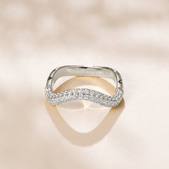 Personalized Pavé Wavy Enamel Statement Stacking Ring