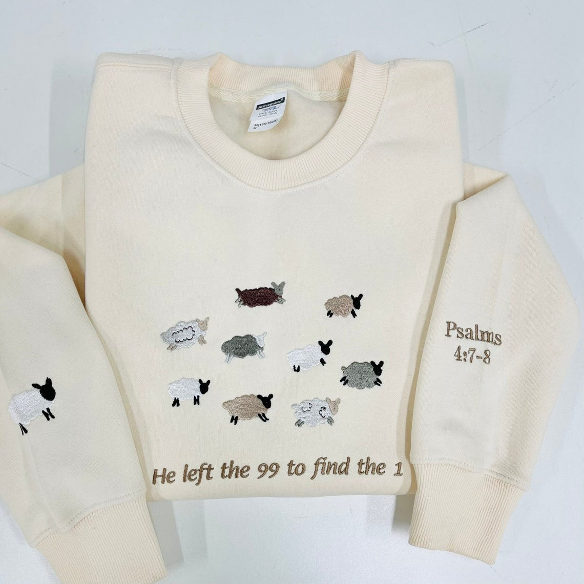 Embroidered Sheep He Left The 99 To Find The 1 Sweatshirt