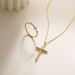 Rope Cross Pendant Necklace