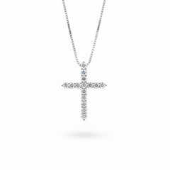 Sterling Silver Moissanite Cross Pendant Necklace – Christian Faith & Eternal Light