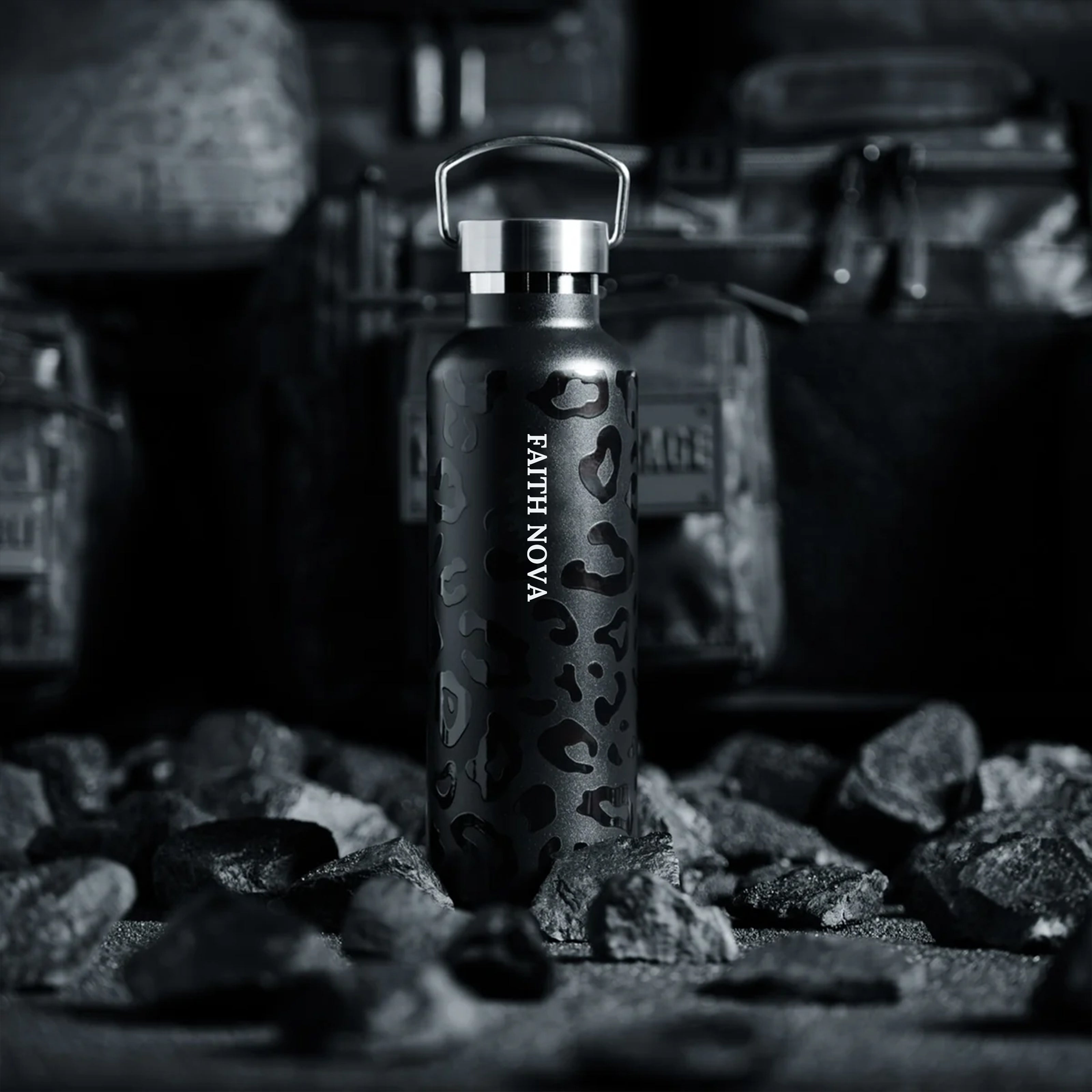 25OZ FLASK BLACK LEOPARD