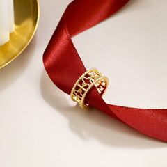 Cross and Four-Leaf Clover Statement Ring