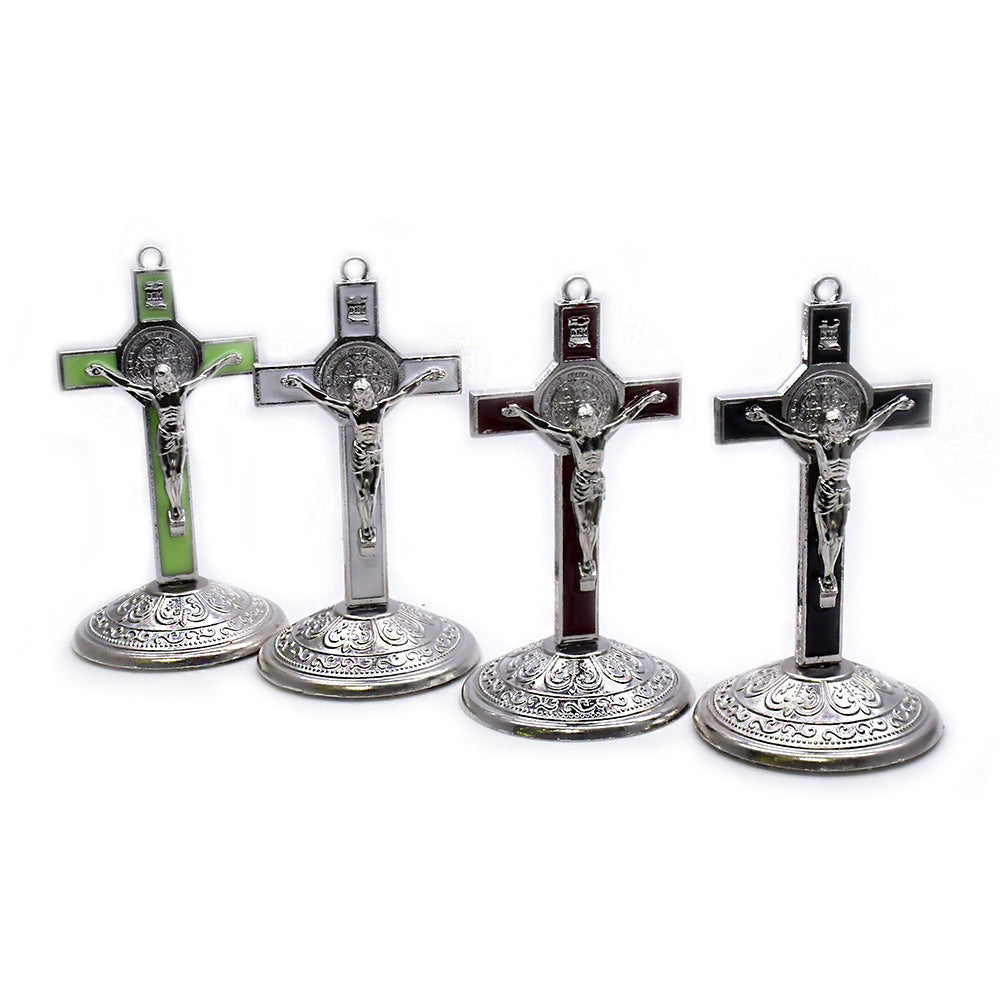 Alloy Cross Ornament Stand for Home, Office & Car Decor