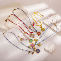 Handmade Zodiac Charm Necklace – Vintage Gold Pendant Rope Necklace | 12 Zodiac Signs