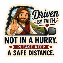 Driven By Faith, Not In A Hurry, Adhesive-Free Magnetic Design, Suitable for Car Doors & Trunks