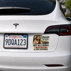 Driven By Faith, Not In A Hurry, Adhesive-Free Magnetic Design, Suitable for Car Doors & Trunks