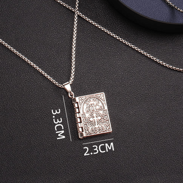 Turnable Cross Holy Bible Pendant Quality Necklace