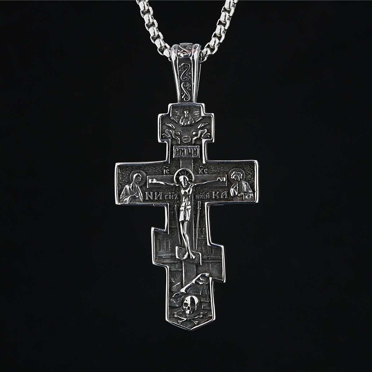 Titanium Orthodox Jesus Crucifix Necklace Protection Jewelry