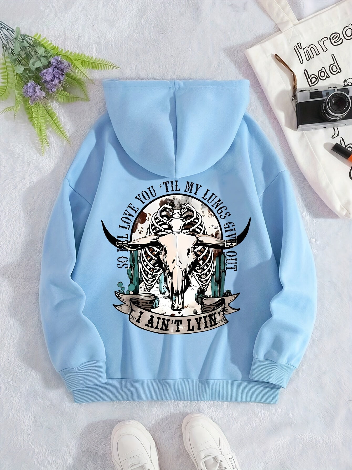 Women's Skull Hoodie – Fleece-Lined with Drawstring & Kangaroo Pocket, Ideal for Fall & Winter Casual Wear
