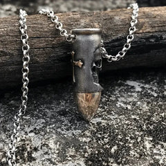 Skull and Crossbones Bullet Pendant Necklace