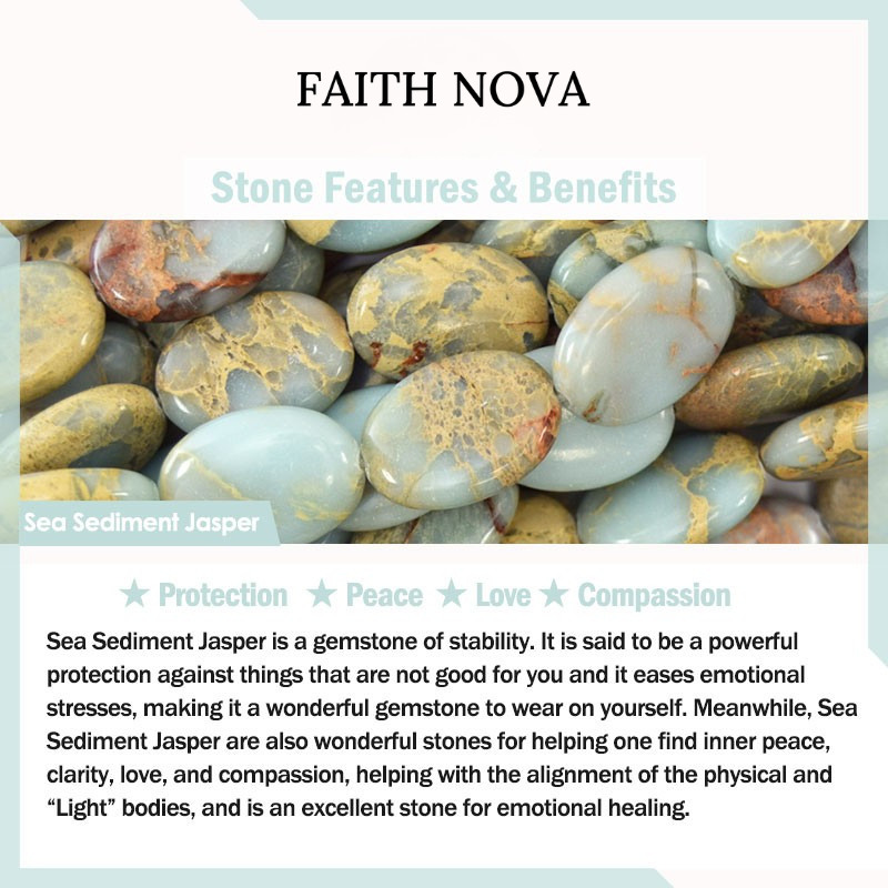 Faith Nova 108 Mala Beads Natural Stone Sea Sediment Jasper Lotus Protection Bracelet