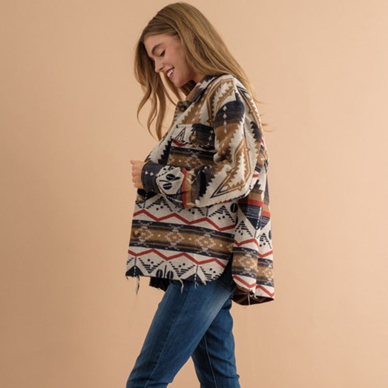 2026 NEW Women’s Southwestern Aztec Shacket – Boho Western Fall Jacket