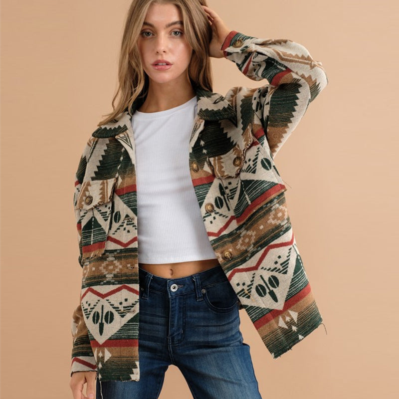 2026 NEW Women’s Southwestern Aztec Shacket – Boho Western Fall Jacket