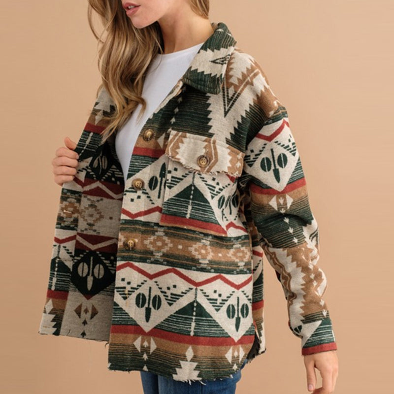 2026 NEW Women’s Southwestern Aztec Shacket – Boho Western Fall Jacket