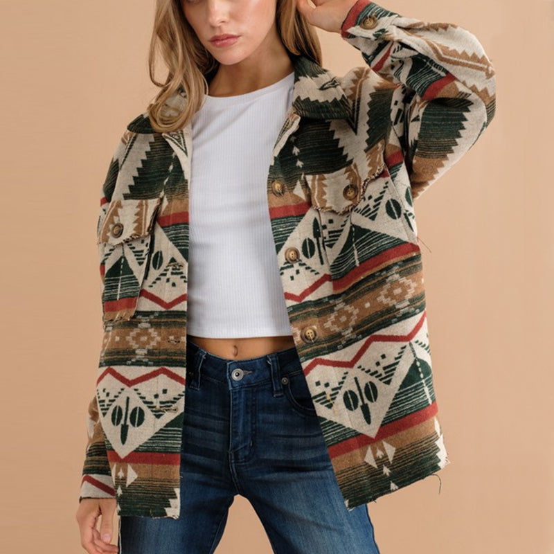 2026 NEW Women’s Southwestern Aztec Shacket – Boho Western Fall Jacket
