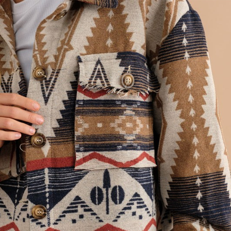 2026 NEW Women’s Southwestern Aztec Shacket – Boho Western Fall Jacket