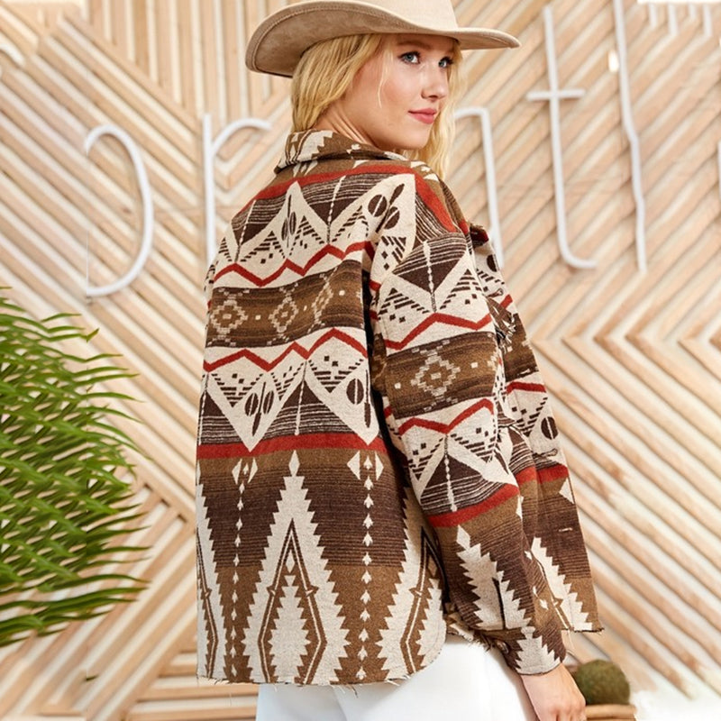 2026 NEW Women’s Southwestern Aztec Shacket – Boho Western Fall Jacket