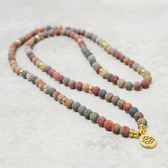 Faith Nova 108 Mala Beads Picasso Jasper Stone Courage Energy Bracelet