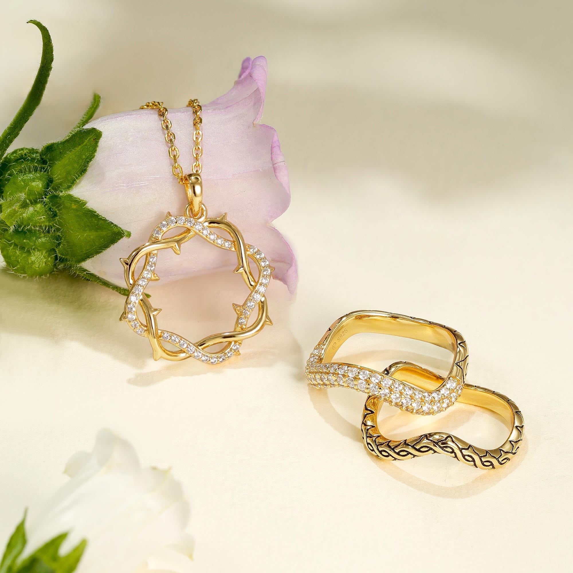 Pavé Wavy Enamel Statement Stacking Ring