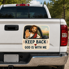 Keep Back, God Is With Me, Adhesive-Free Magnetic Design, Suitable for Car Doors & Trunks