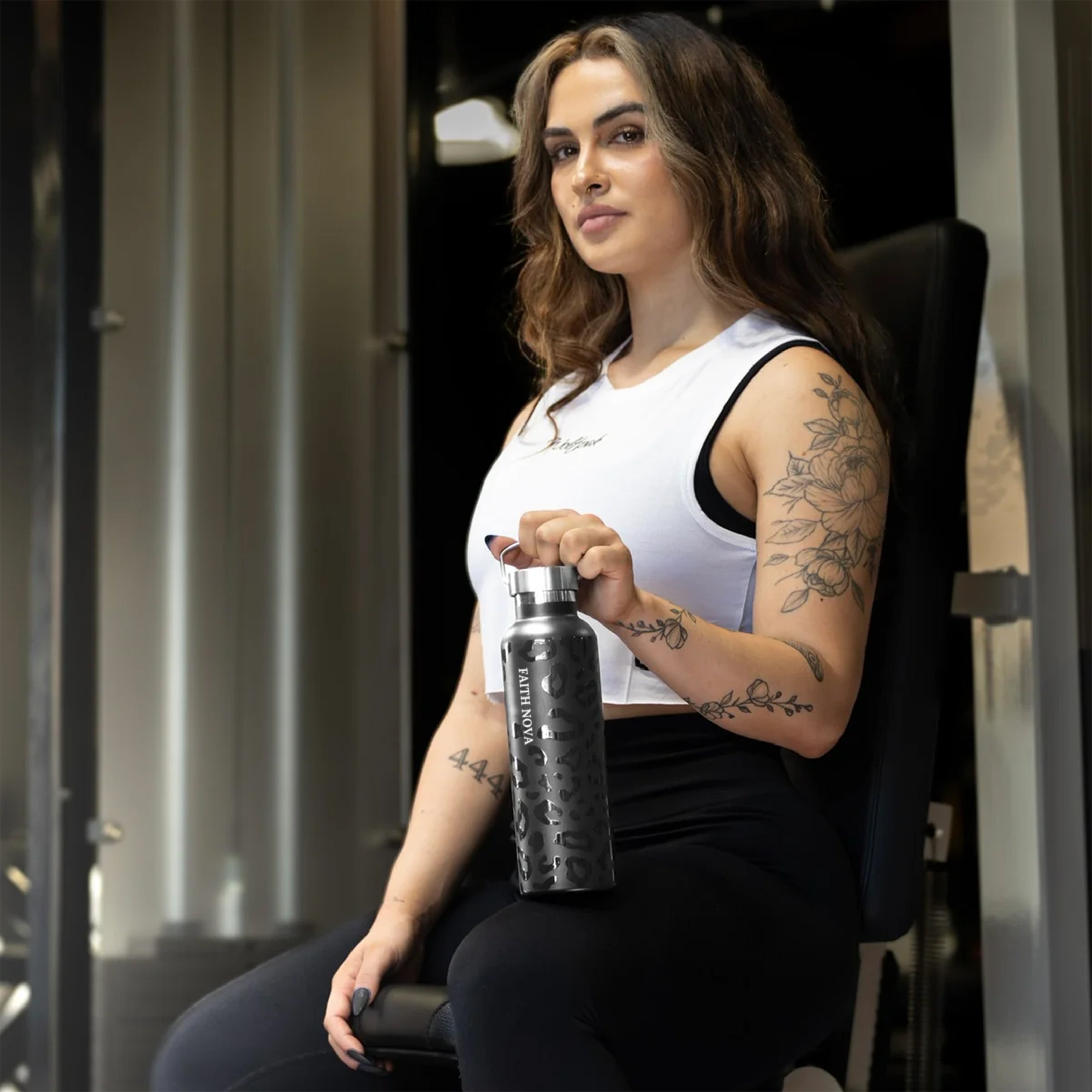 25OZ FLASK BLACK LEOPARD