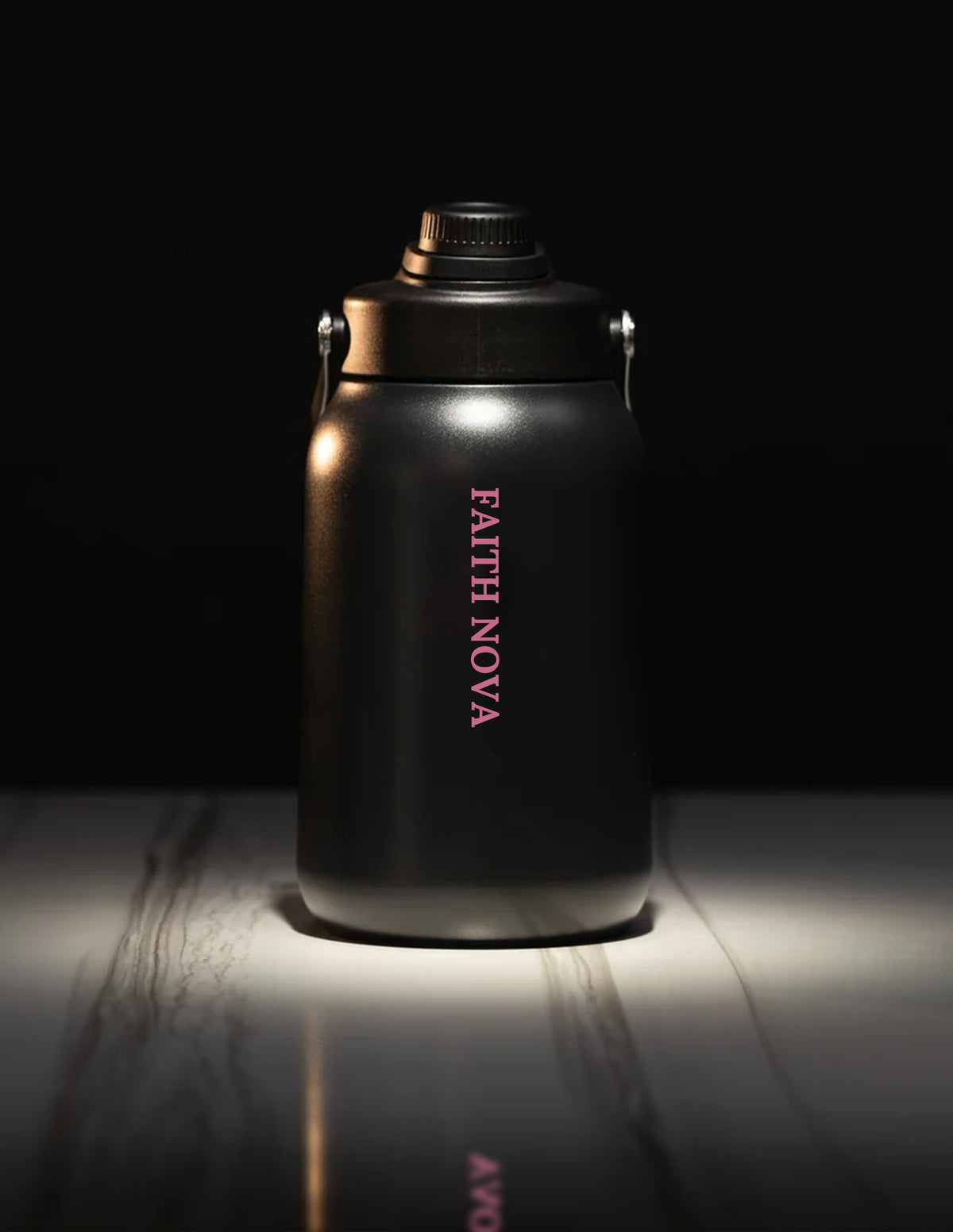 64OZ FLASK BLACK PINK LETTERS
