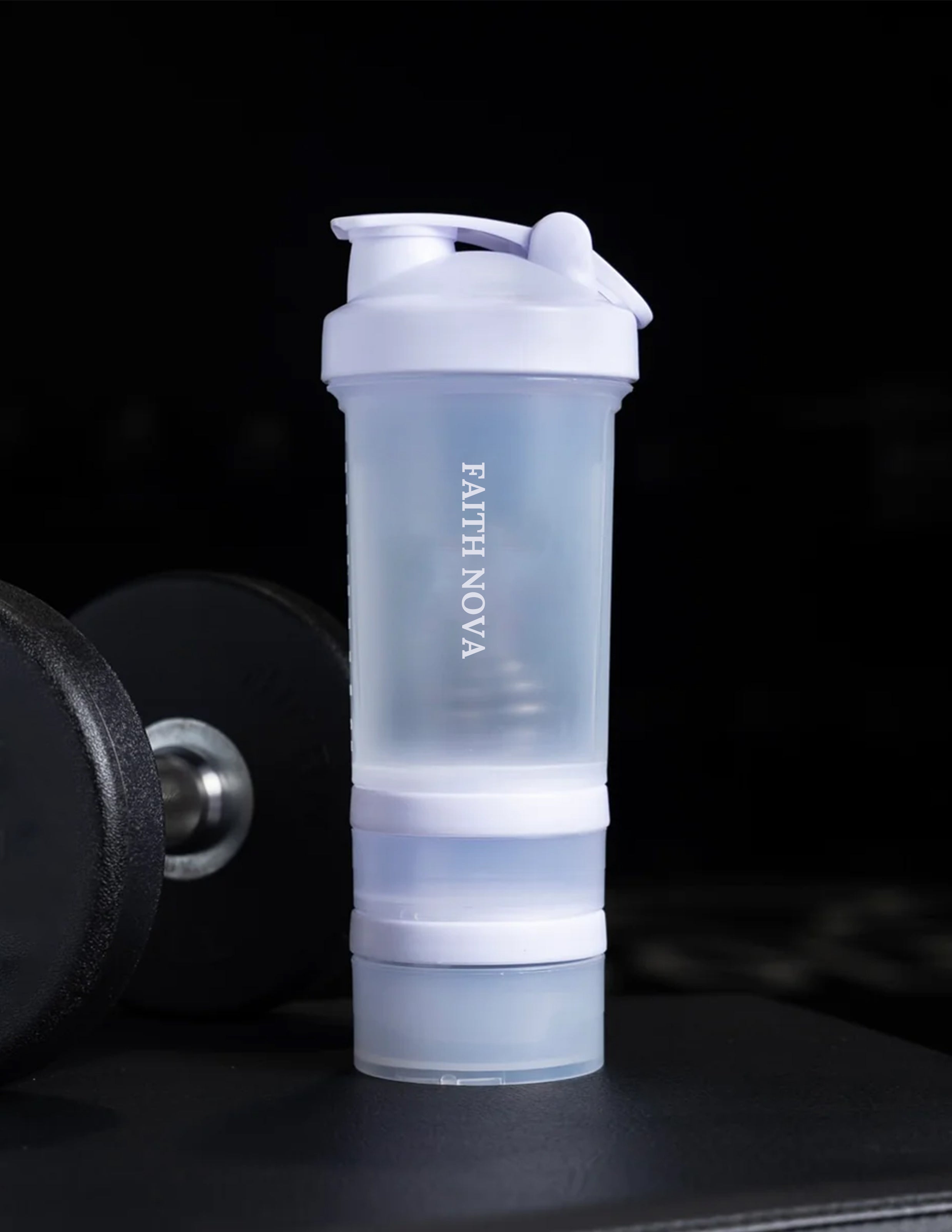 ARCTIC WHITE SHAKER BOTTLE WITH STORAGE COMPARTMENTS