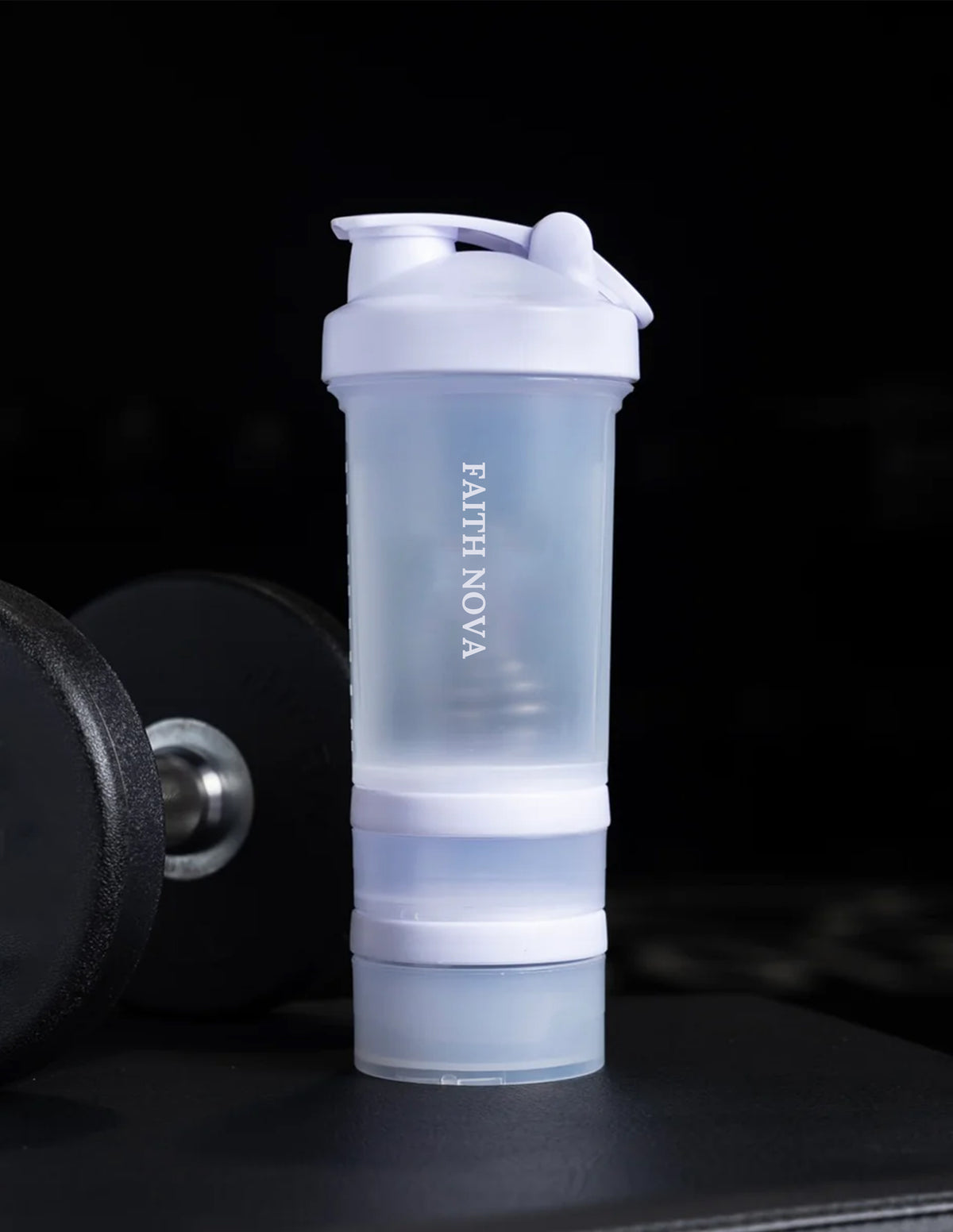 ARCTIC WHITE SHAKER BOTTLE WITH STORAGE COMPARTMENTS