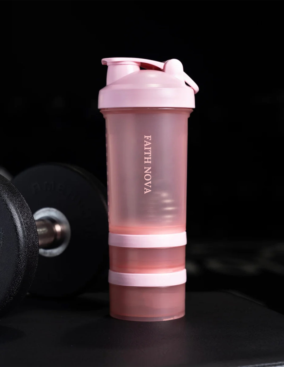 PINK SHAKER BOTTLE WITH STORAGE COMPARTMENTS