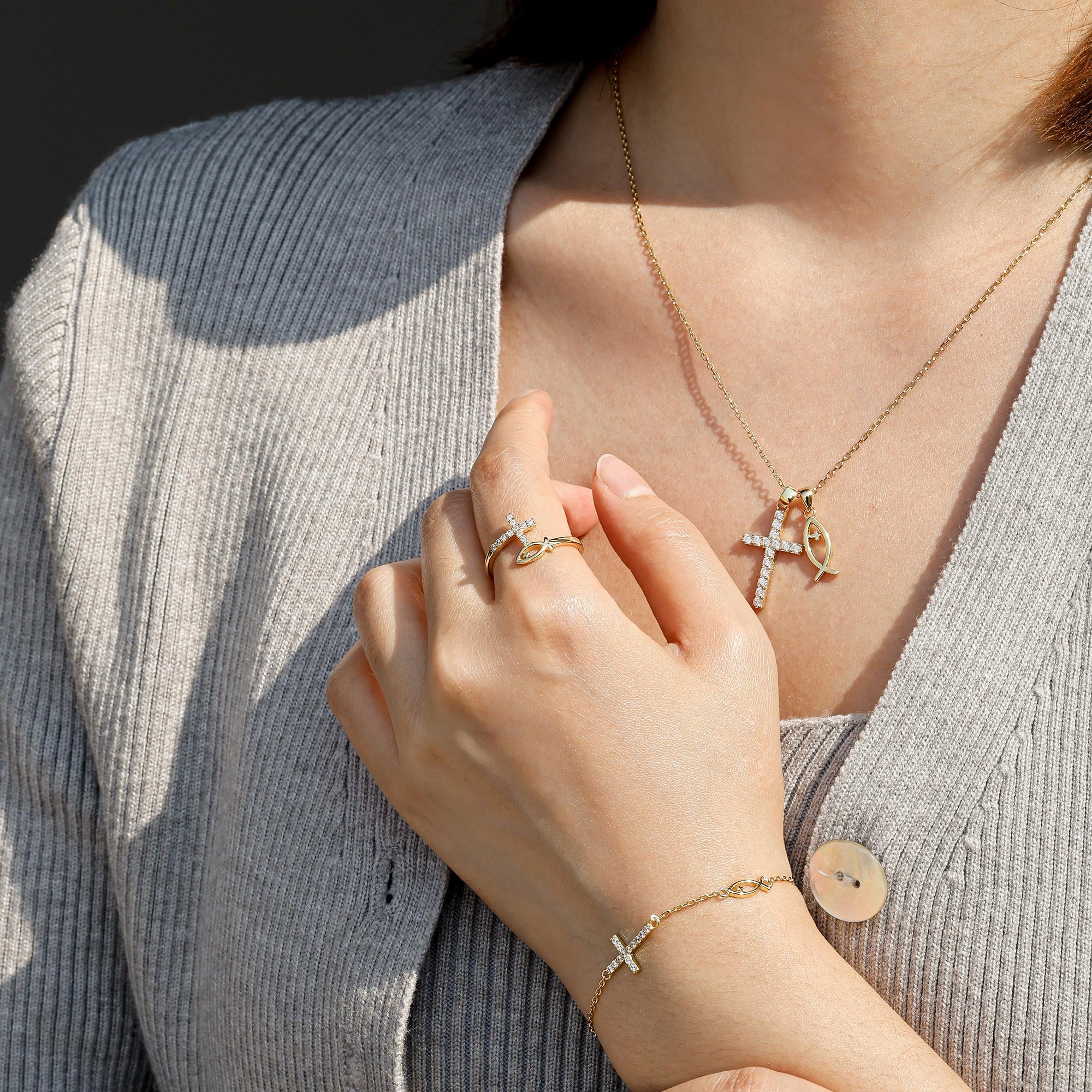 Pray Cross Jesus Fish Bracelet