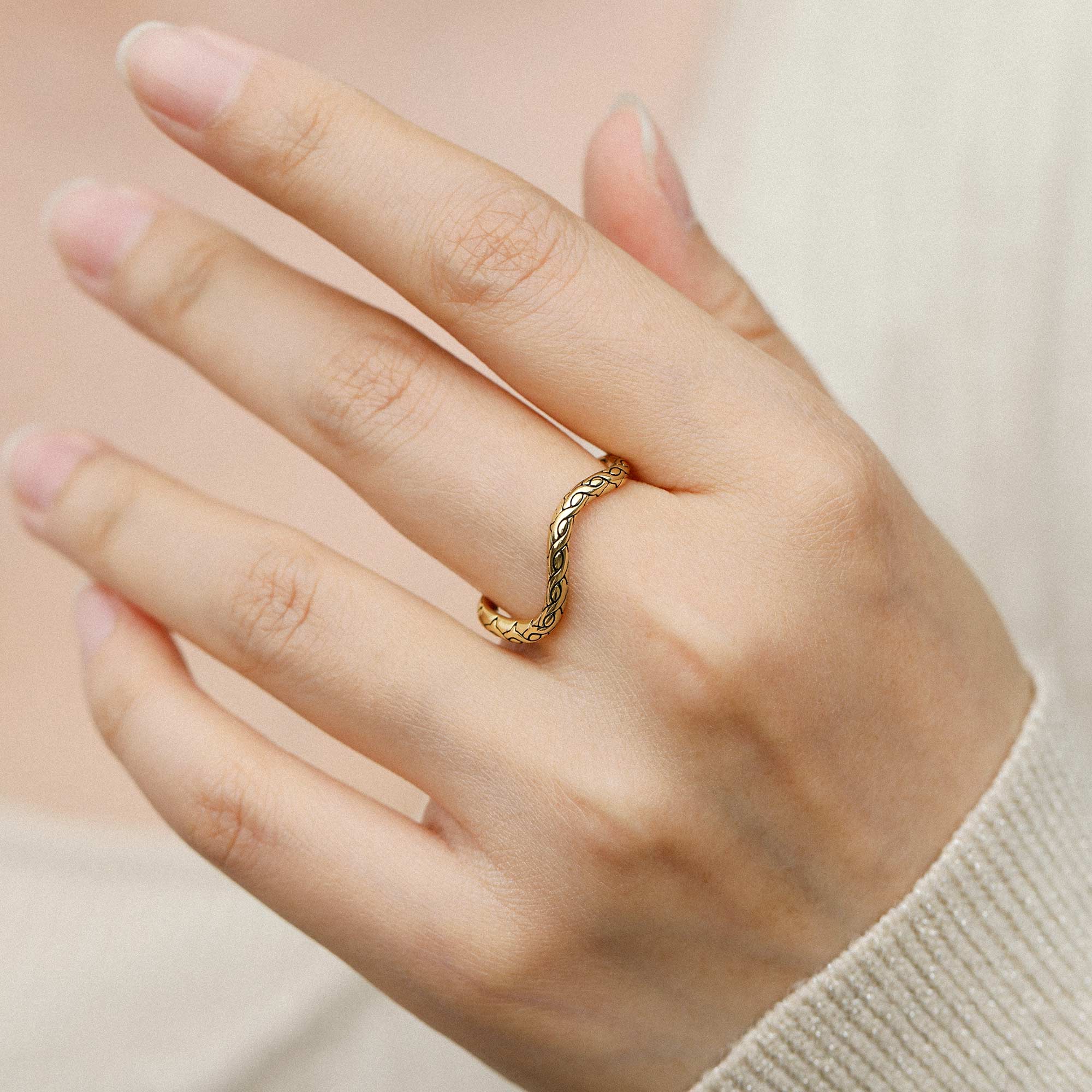 Personalized Pavé Wavy Enamel Stacking Ring