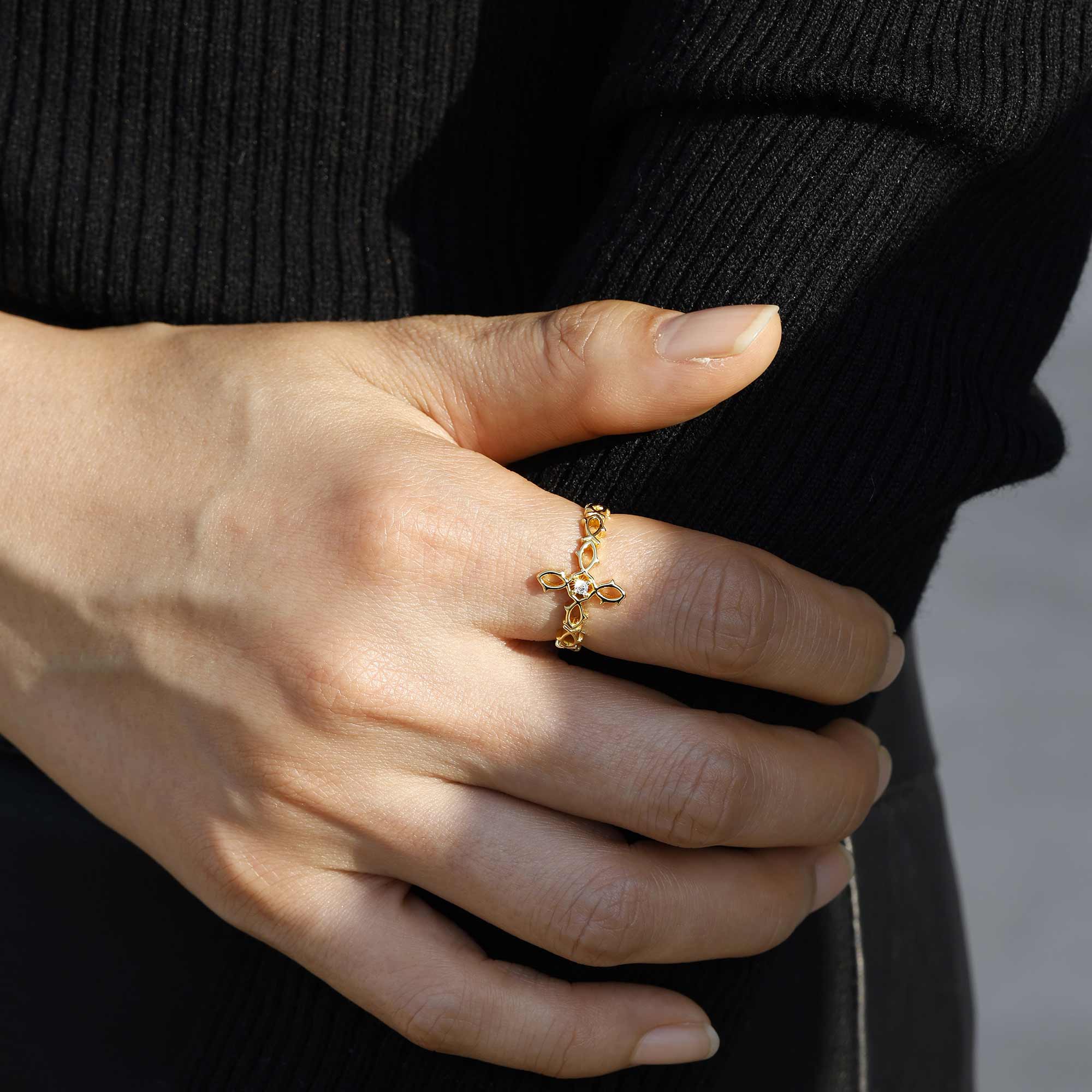 Thorned Cross Ring