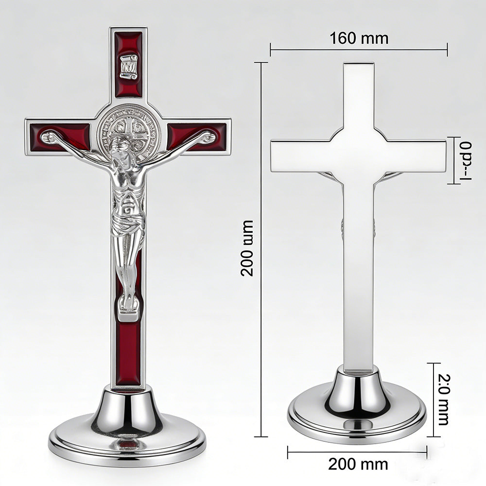 Metal Cross Stand Ornament, Desktop Decor for Office and Home