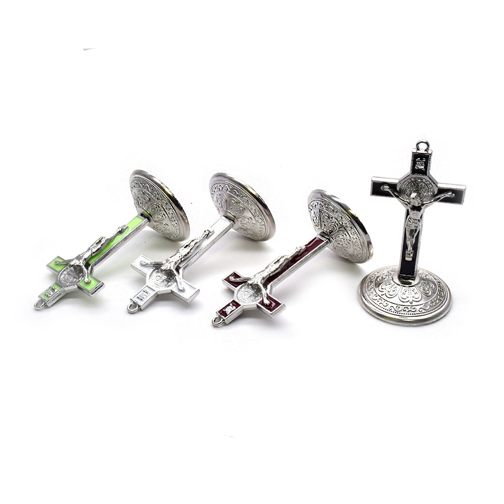 Alloy Cross Ornament Stand for Home, Office & Car Decor