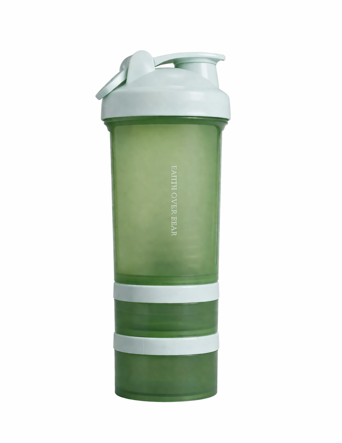 16oz Faith Nova All In One Protein Shaker Bottle With Storage Compartments - Green