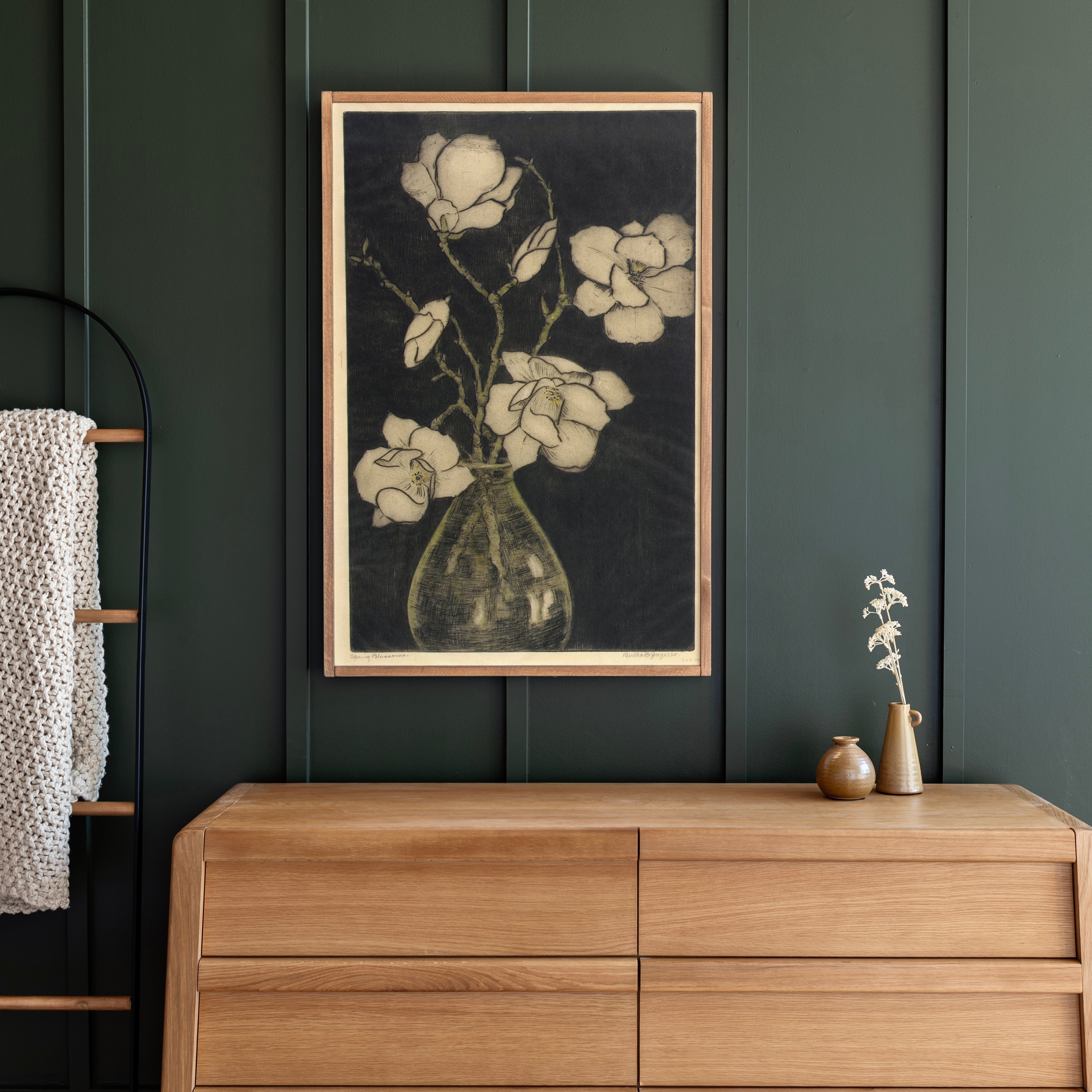 Vintage Floral In Vase Print | Framed Wooden Art
