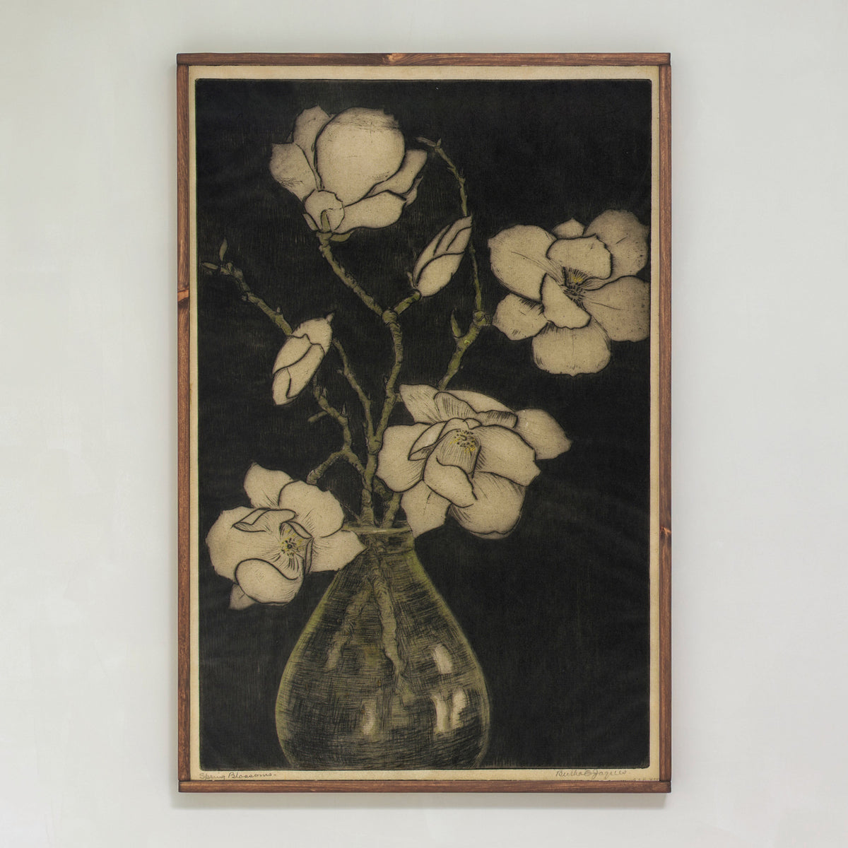 Vintage Floral In Vase Print | Framed Wooden Art
