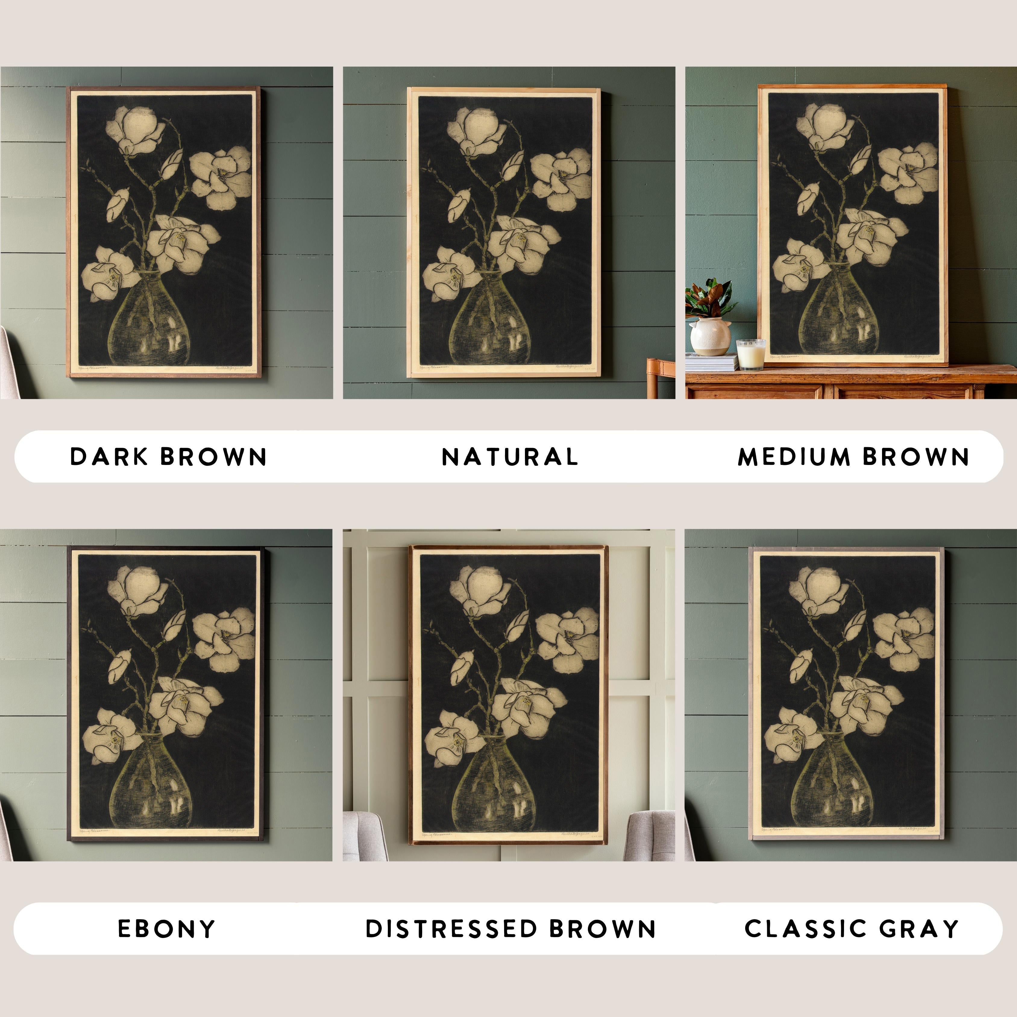 Vintage Floral In Vase Print | Framed Wooden Art