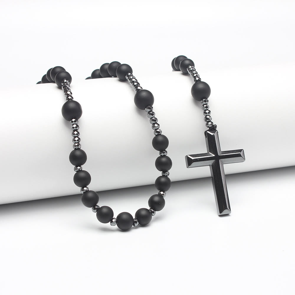 Agate/Tiger's Eye Stone Cross Catholic Rosary
