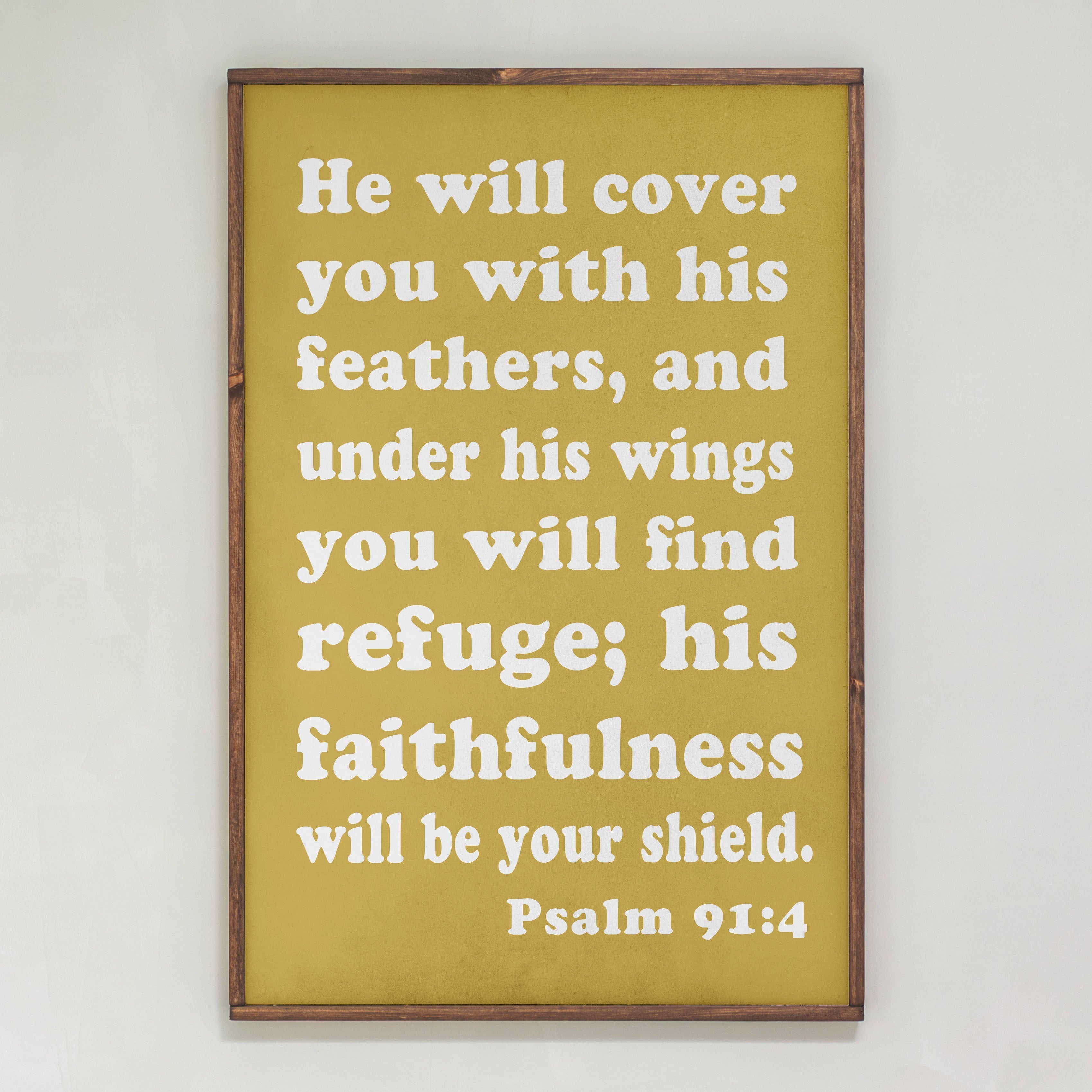 He Will Cover You | Framed Wooden Art