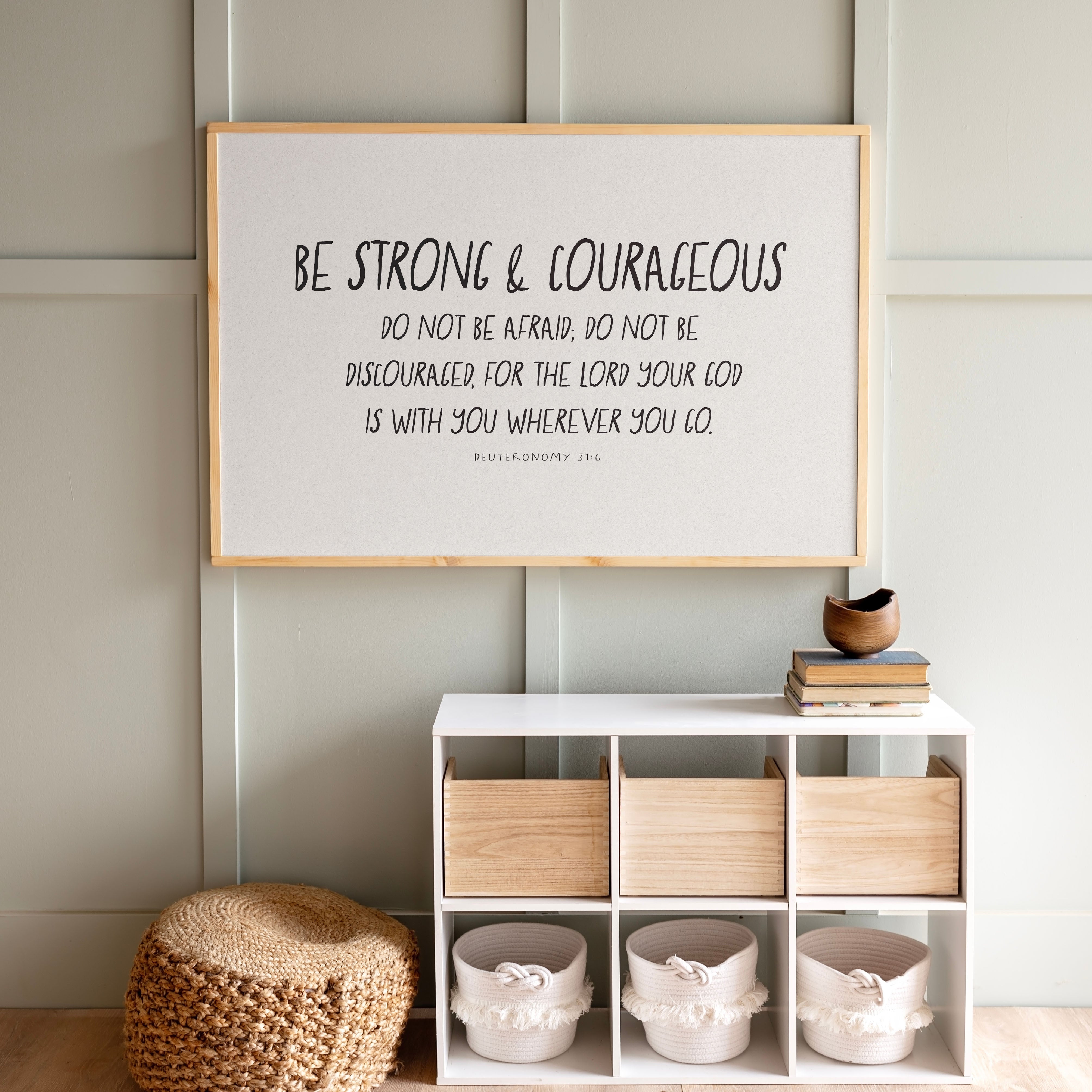 Be Strong And Courageous | Framed Wooden Art - Horizontal